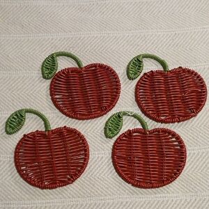 Red Woven Apple Coasters